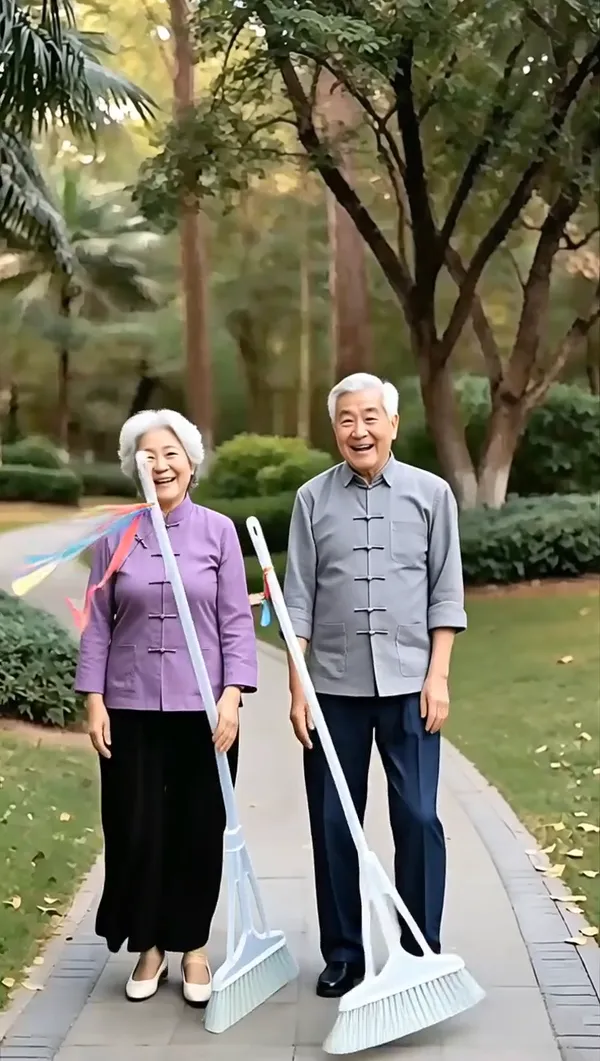 动作模仿 搞笑扫地舞 替换拖把合影做同款 - 主图(AI艺术作品)