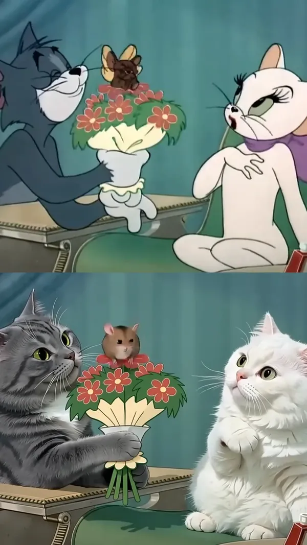 猫和老鼠🐱经典片段模仿 - 主图(AI艺术作品)