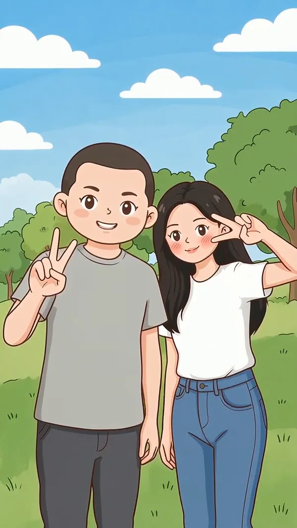 情侣合拍回忆录🔥替换照片做同款 - 主图(AI艺术作品)
