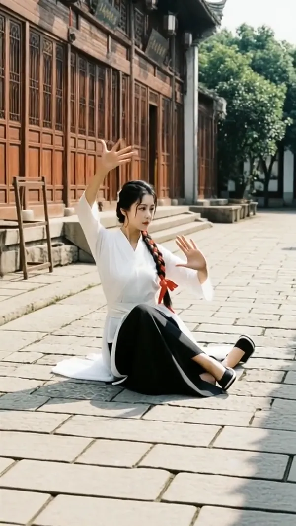 🔥白衣女侠|太极舞|功夫表演 - 主图（AI艺术作品）
