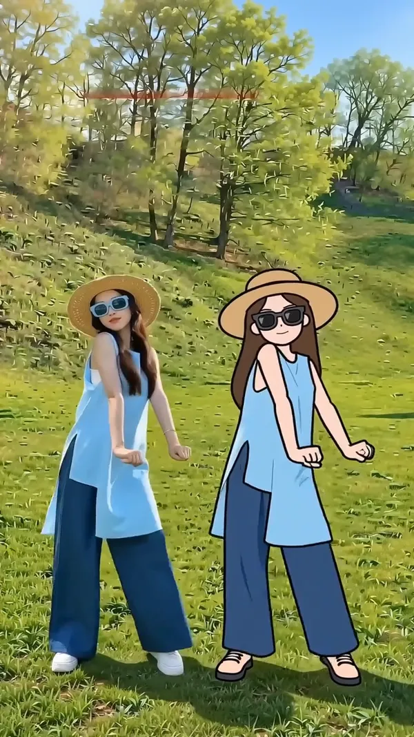 🍉夏日限定拼贴小人!活力蹦跳手势舞 - 主图(AI艺术作品)