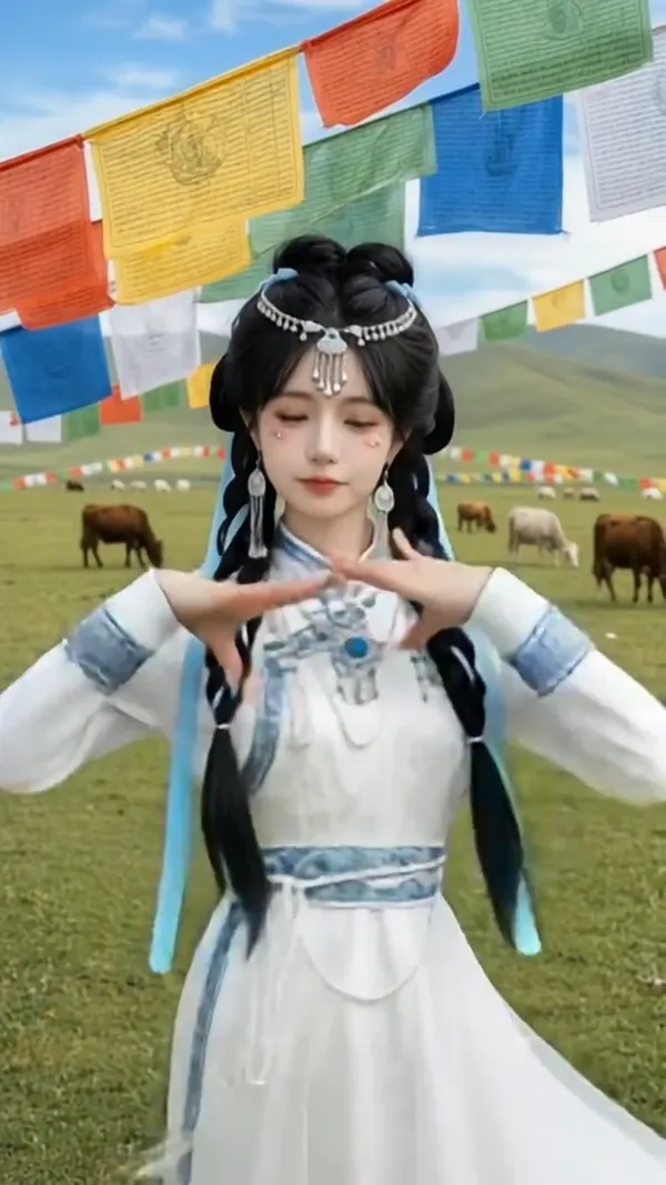 来到草原就要跳火红的萨日朗|自带服饰妆容 - 主图（AI艺术作品）