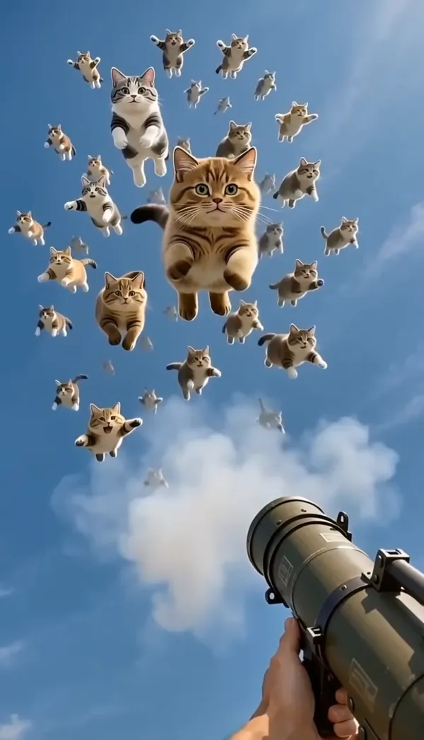 🚀向天空发射无数小猫咪特效🐱 - 主图（AI艺术作品）