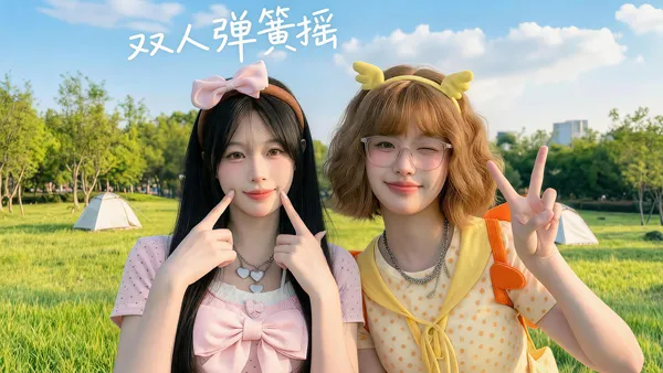AI双人弹簧摇特效🔥艾特朋友来拍同款 - 主图（AI艺术作品）