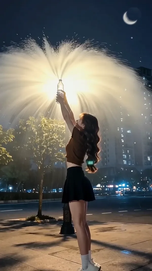 矿泉水喷水烟花慢动作🔥替换图片得同款 - C作品