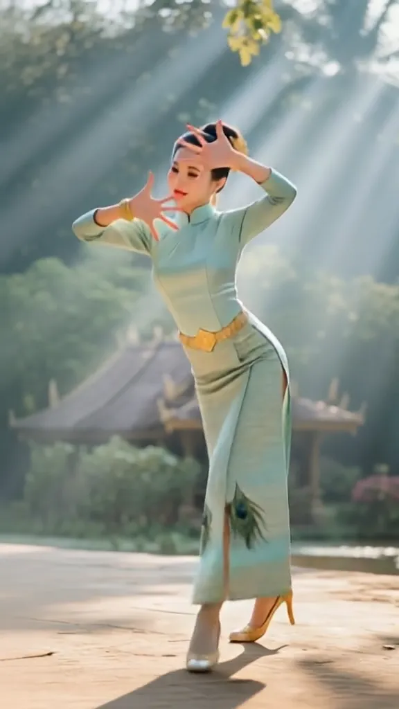 傣族孔雀舞蹈一键同款 - 主图（AI艺术作品）