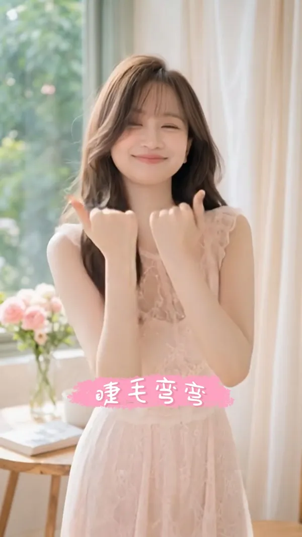 甜美手势舞❤️《睫毛弯弯》 - 主图（AI艺术作品）