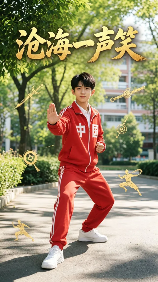 动作模仿🧘‍♀️太极拳《沧海一声笑》 - 主图（AI艺术作品）