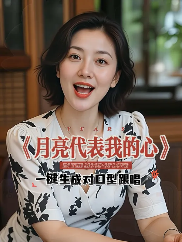 对口型|怀旧金曲《月亮代表我的心》一键跟唱🔥 - 主图(AI艺术作品)