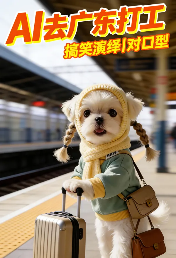 对口型｜去广东打工啦搞笑演绎同款 - 主图（AI艺术作品）