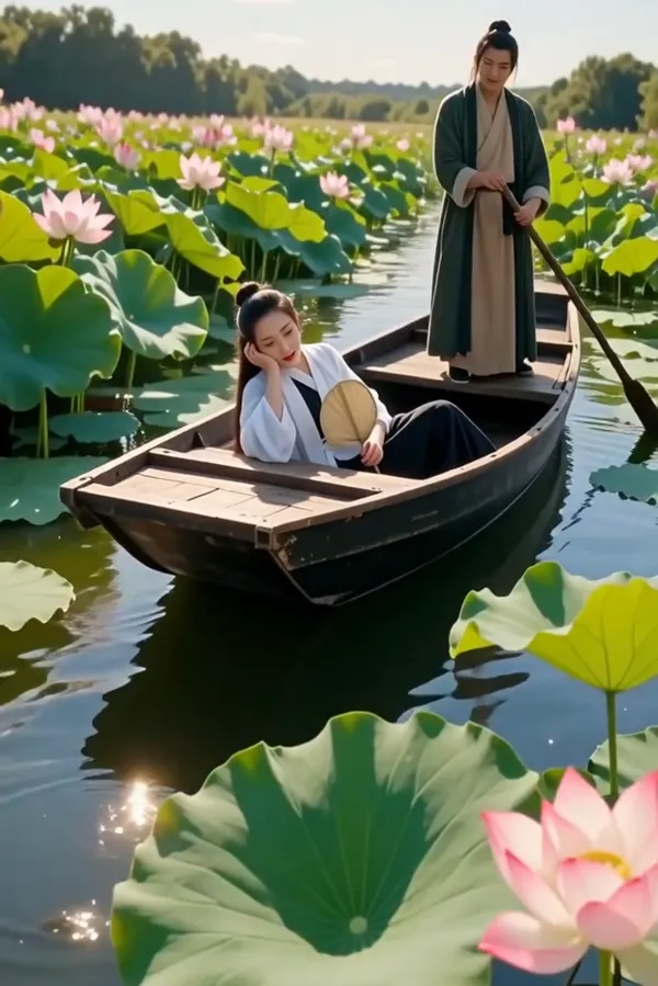 与荷为伴，乘船慢行 - C作品