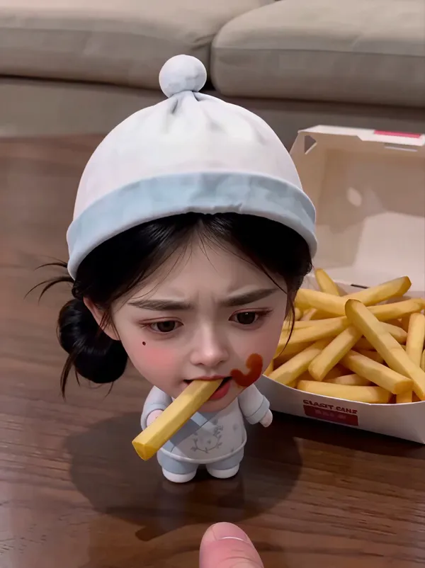 创意Q萌人物吃薯条 | 替换照片生同款 - C作品