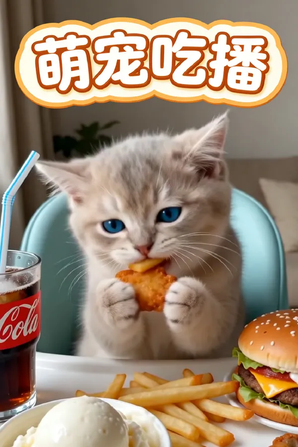 萌宠吃播🍔创建宠物分身一起看毛孩子吃播 - C作品