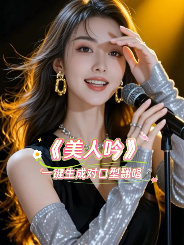 对口型｜🔥《美人吟》一键翻唱 - 主图（AI艺术作品）