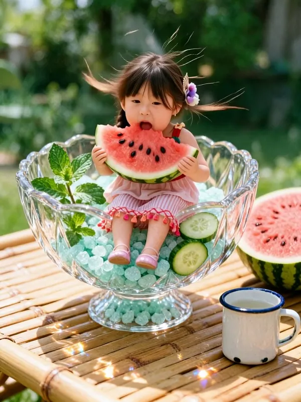 Get同款🔥迷你小人的蝉鸣夏日|氛围感 - 主图(AI艺术作品)