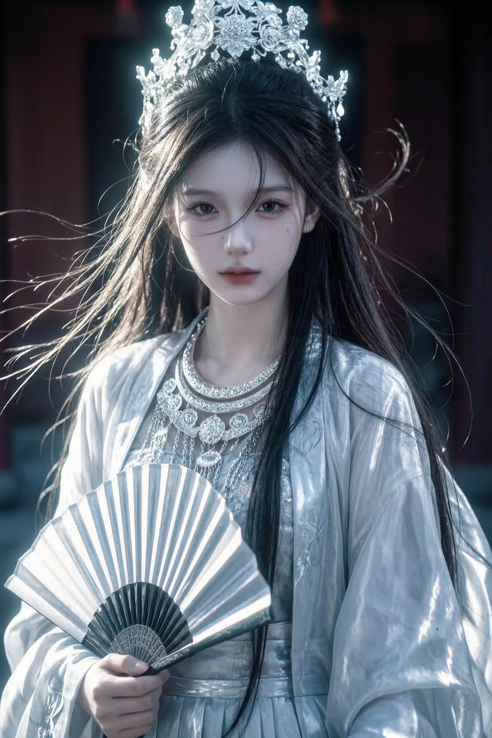 银蓝色古风汉服写真|一键生成同款 - 作品图1