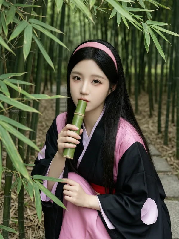 cos写真祢豆子软萌鬼杀少女感 - 主图(AI艺术作品)