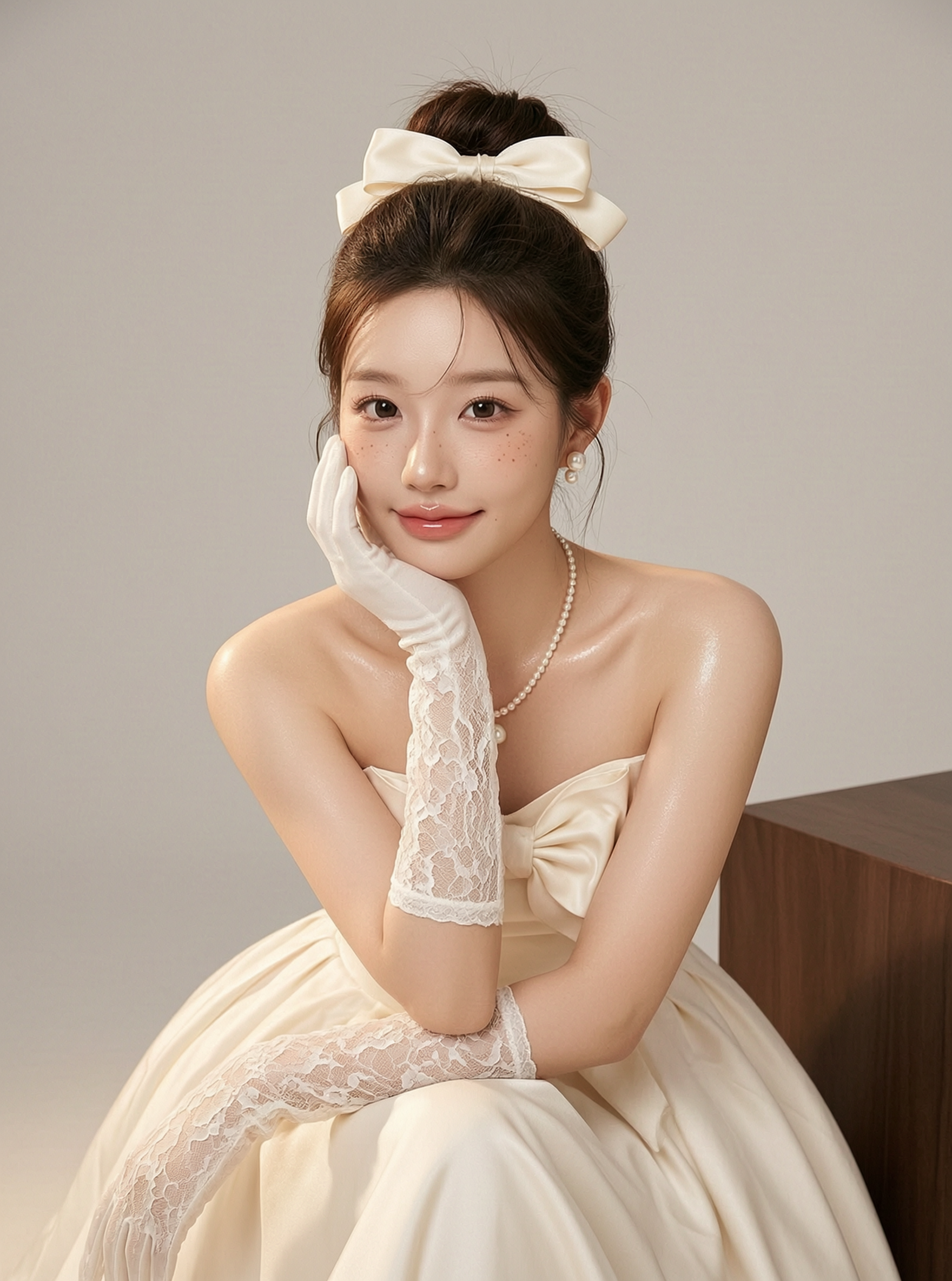 白纱蝴蝶结公主🎀法式温柔写真一键生成 - 作品图1