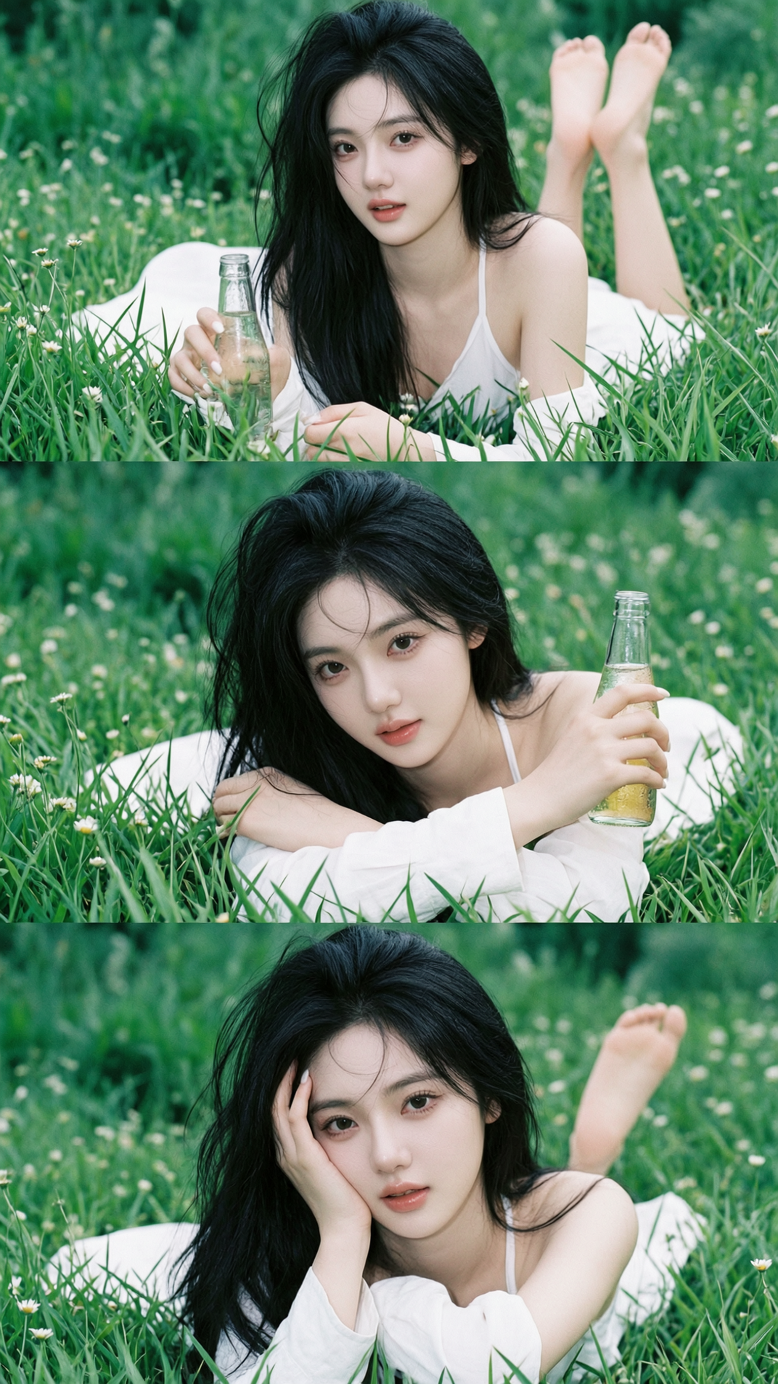 上传照片一键获取夏日户外三宫格美女写真 - 作品图1