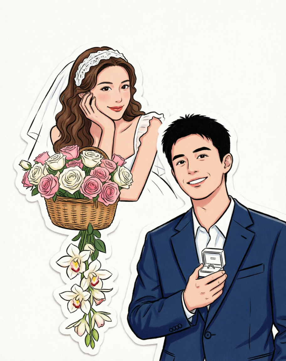 婚纱照改动漫贴纸 - 作品图1