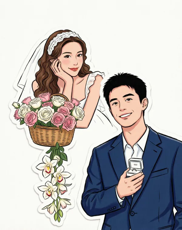 婚纱照改动漫贴纸 - 主图（AI艺术作品）