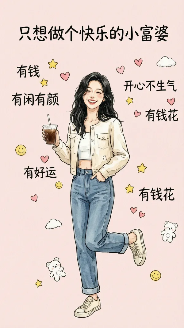 暴富开心水彩绘/一键拍同款 - 主图(AI艺术作品)
