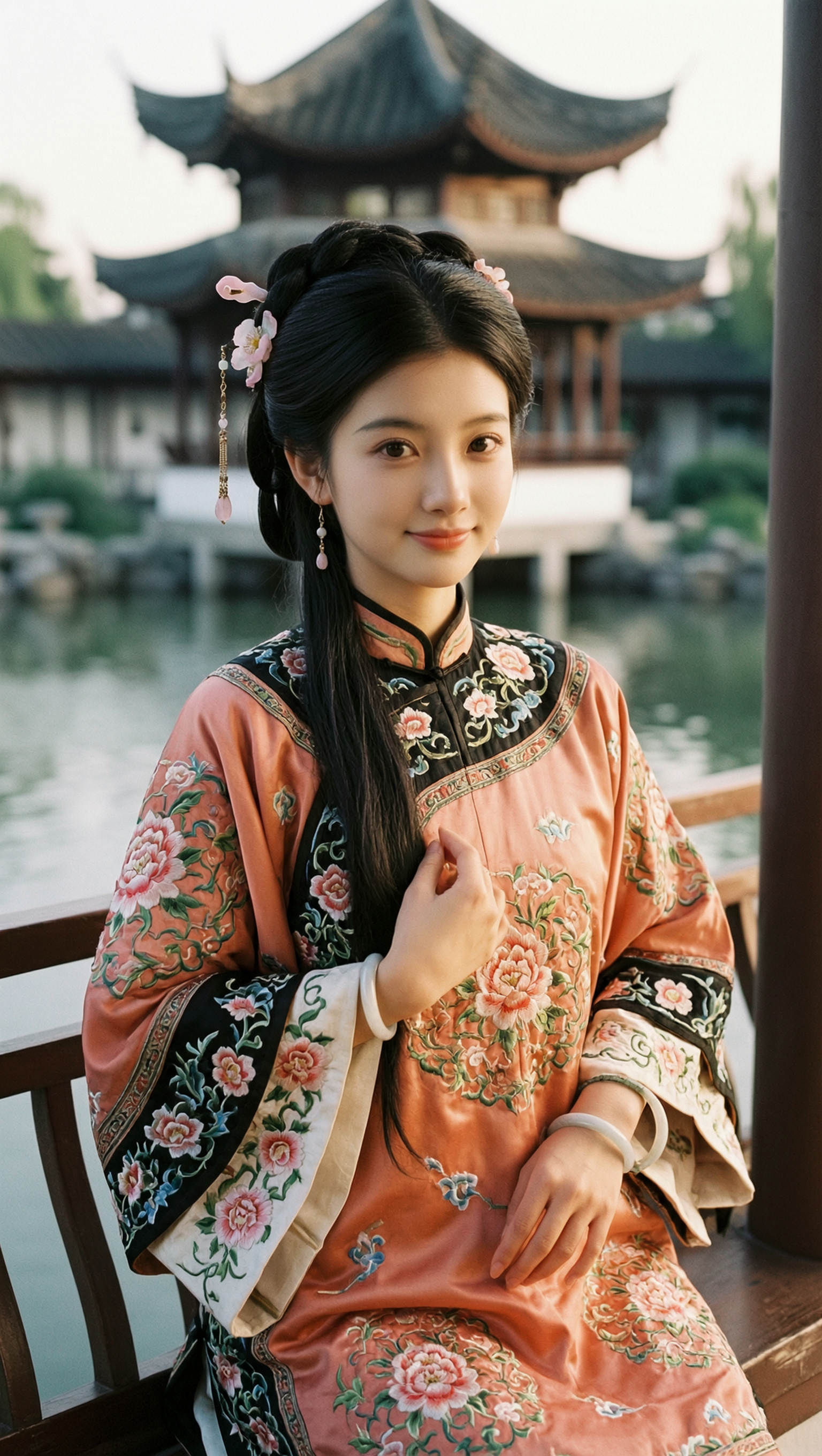 湖畔古建国风清汉写真/一键拍同款 - 作品图1
