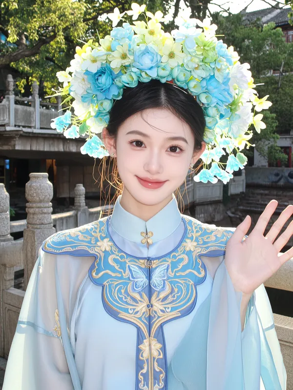 泉州簪花｜冰蓝蝶影国风写真 - C作品