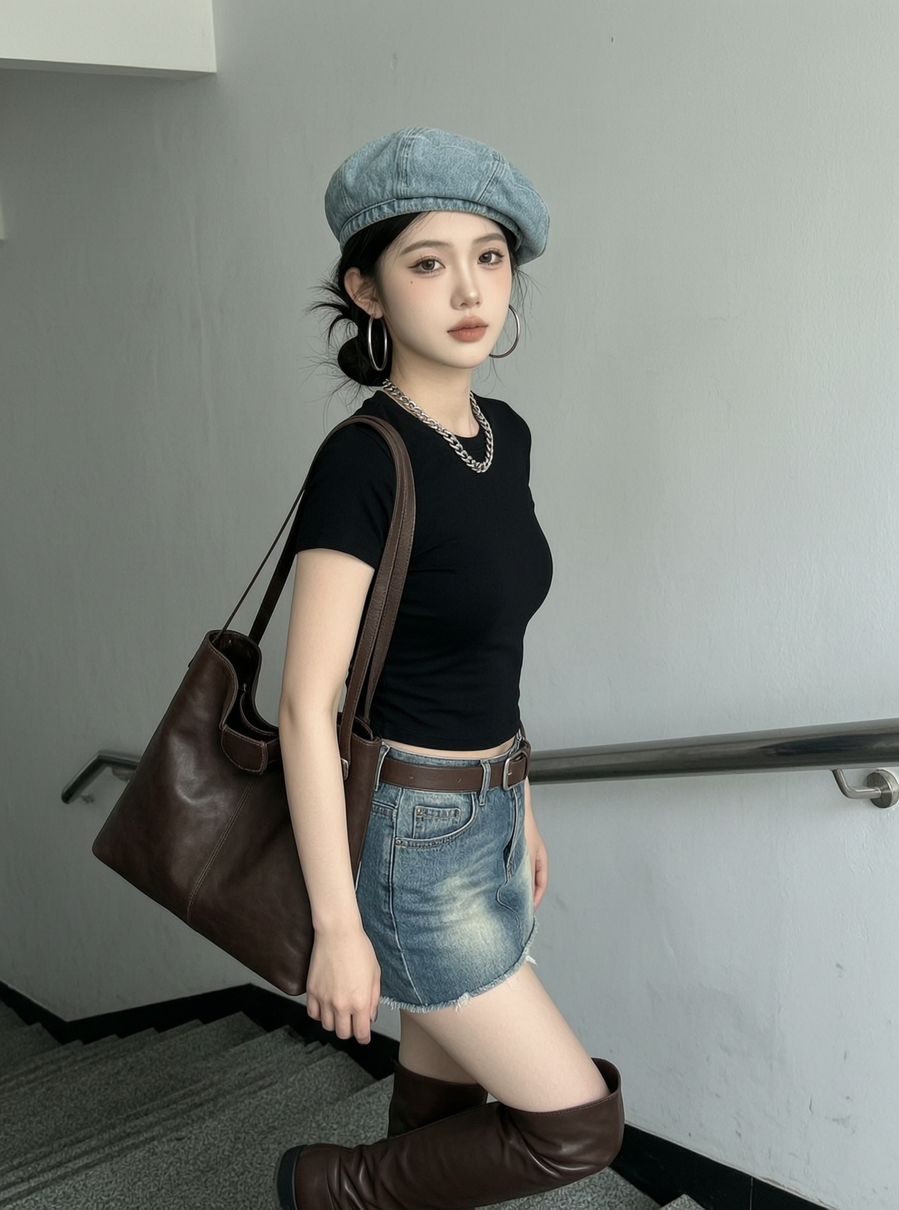 复古牛仔美式街头楼梯随拍 - 作品图1