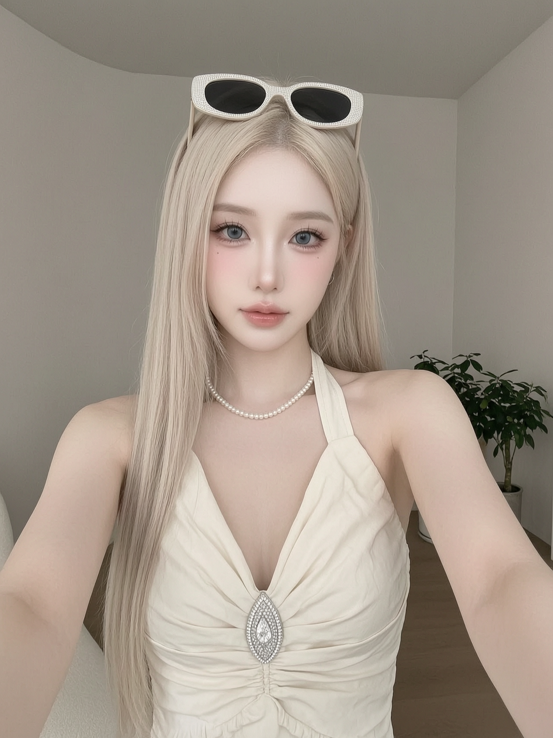 浅金长直发纯欲自拍写真 - 作品图1