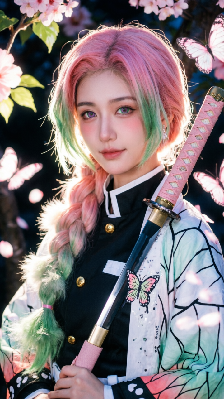 适合小姐姐鬼灭之刃蝴蝶忍仿妆大片 - 作品图1