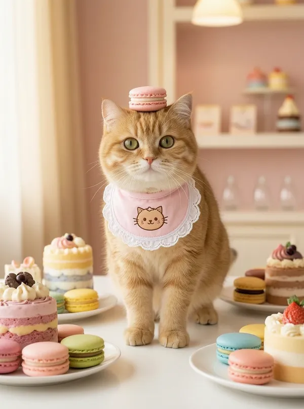 猫咪的甜品时光|上传照片做同款 - 主图(AI艺术作品)
