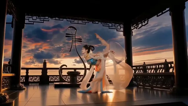 琵琶湖边琵琶行转场|替换照片做同款 - 主图（AI艺术作品）