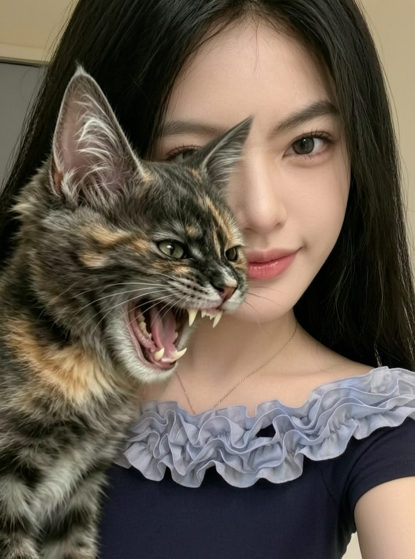 AI小猫嗔怒吗创意合拍写真 - 作品图1