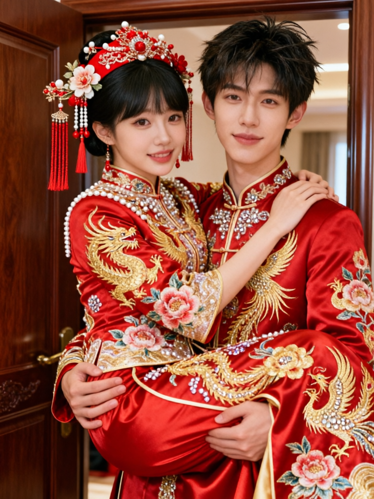 中式婚礼公主抱|上传照片做同款 - 作品图1