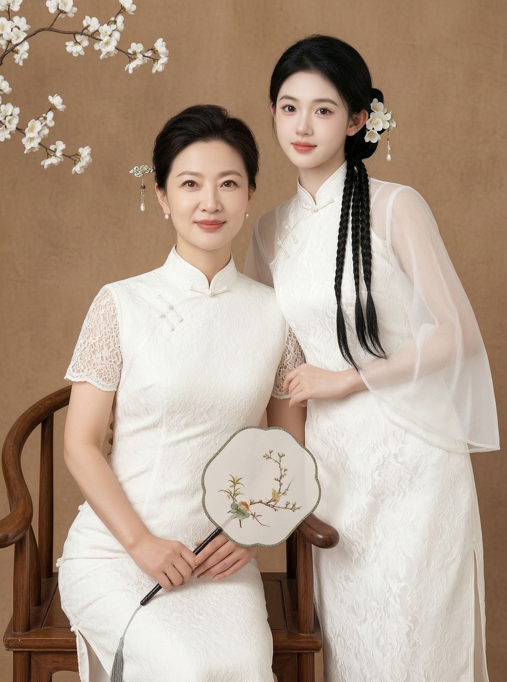 国风清雅母女写真｜上传照片得同款 - 作品图1