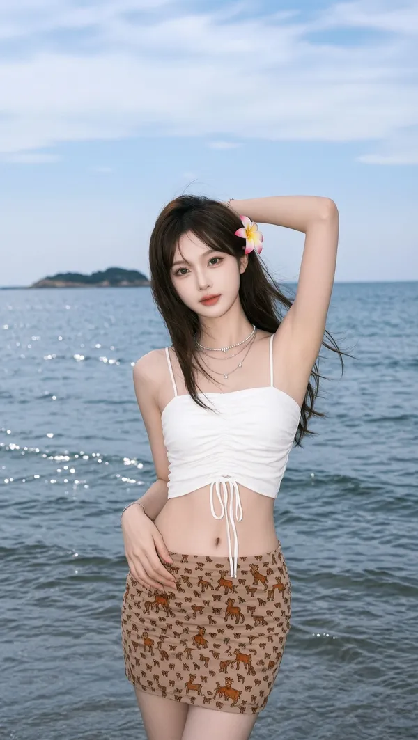 夏日海边度假✨️女生写真照做同款 - 主图（AI艺术作品）