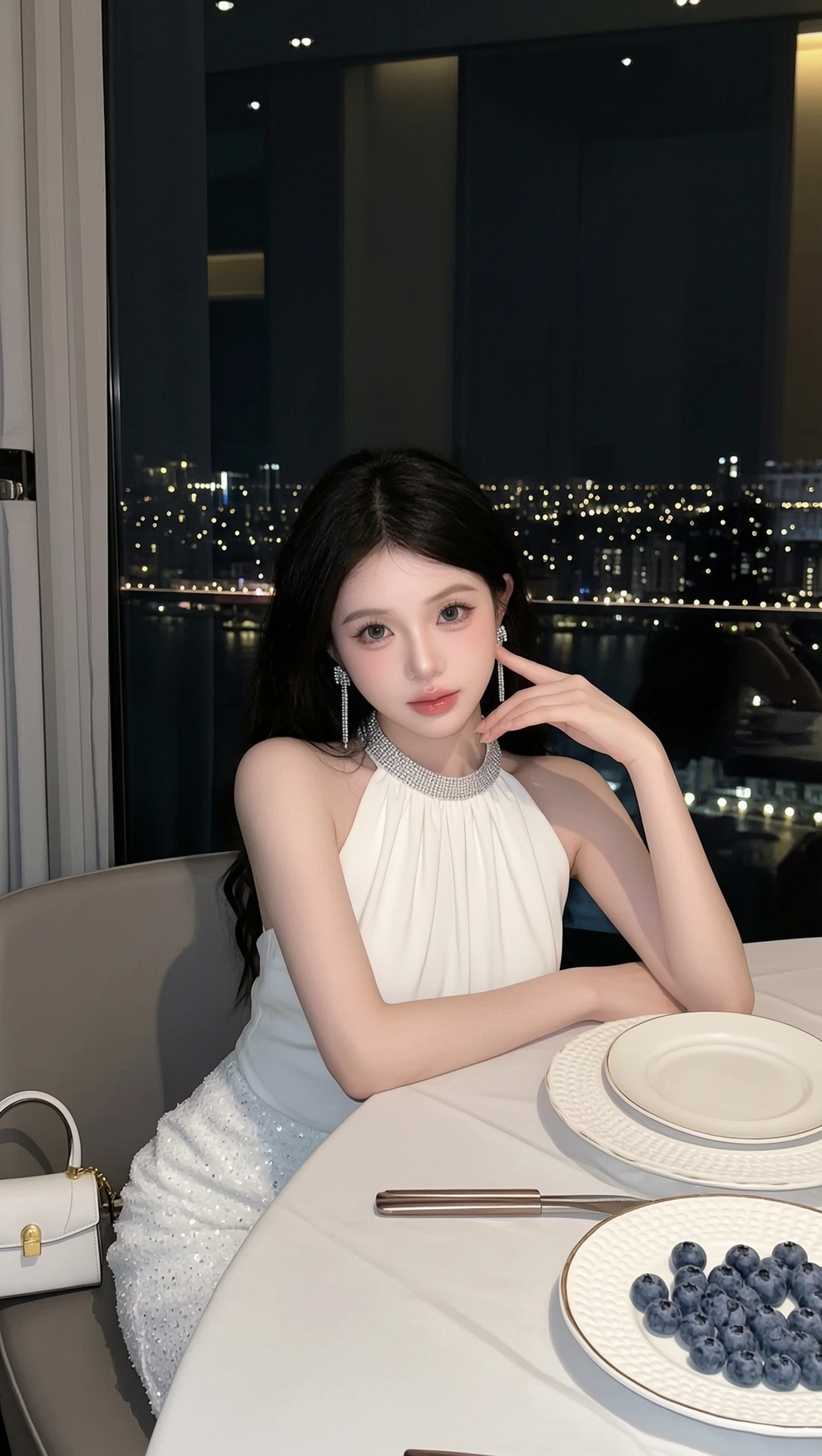 夜景餐厅气质名媛✨️写真照做同款 - 作品图1