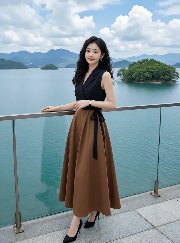 氛围感湖畔美女｜一键剪同款 - 主图（AI艺术作品）
