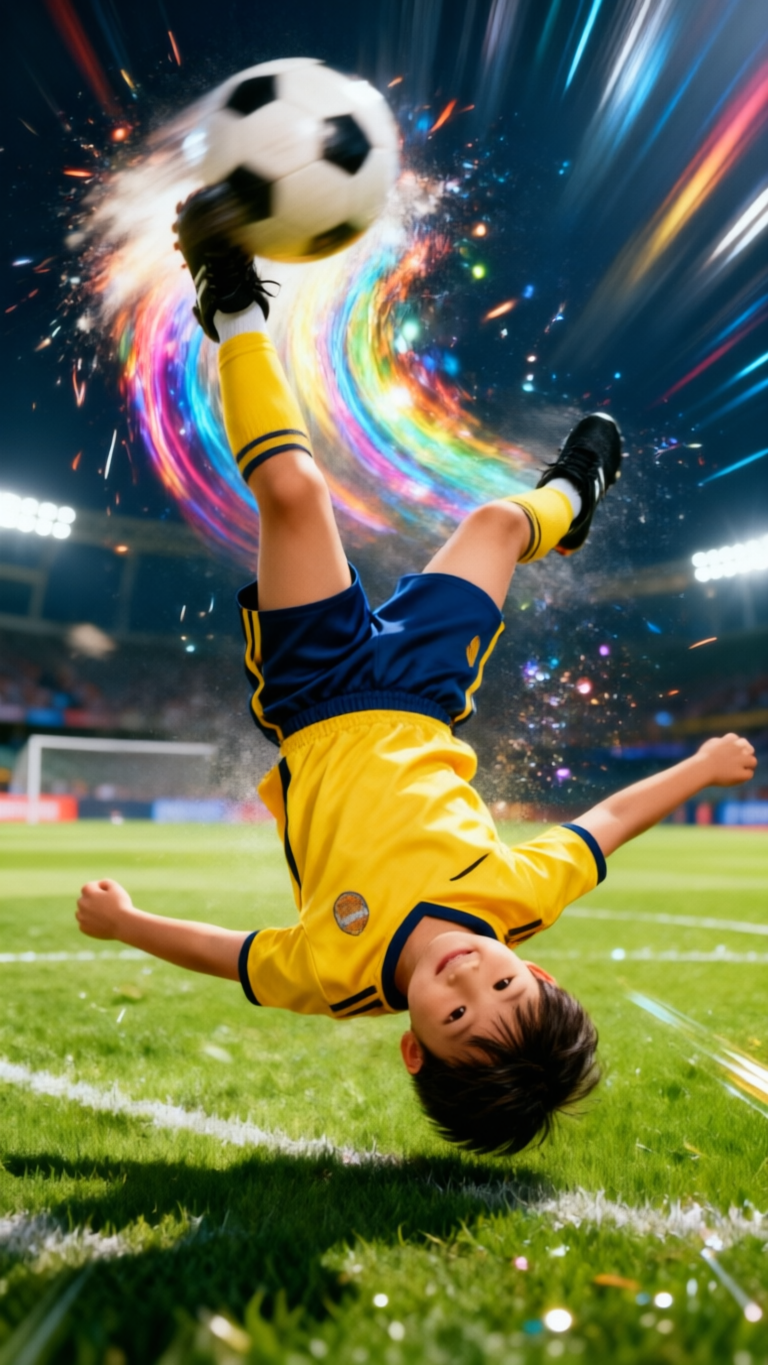 绿茵场上帅气射门的超萌少年|一键get倒挂金钩⚽瞬间 - 作品图2