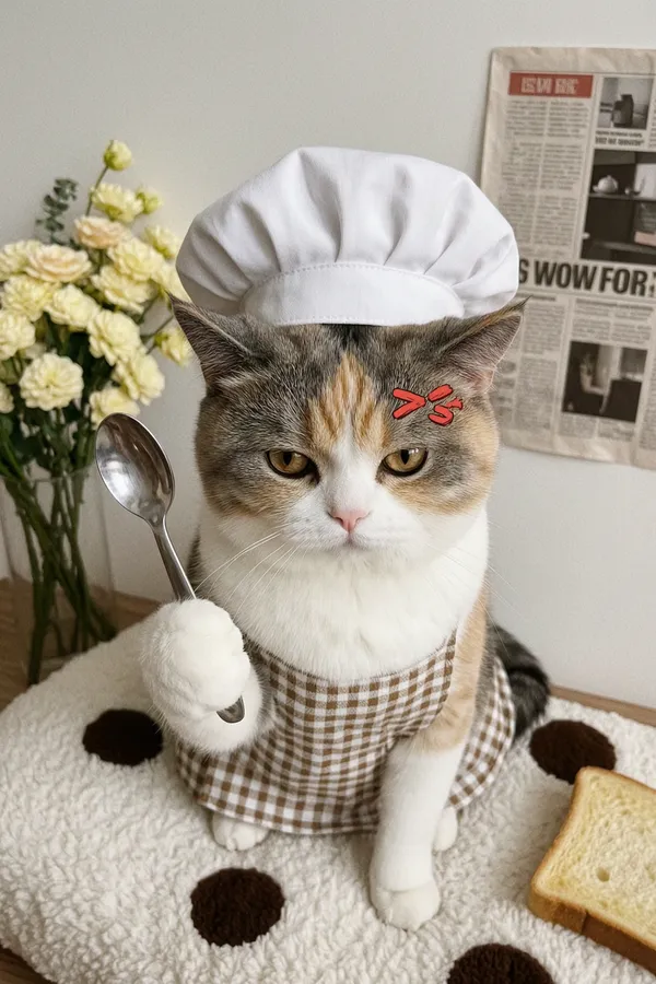 是谁惹猫大厨生气了｜上传照片得同款 - 主图（AI艺术作品）