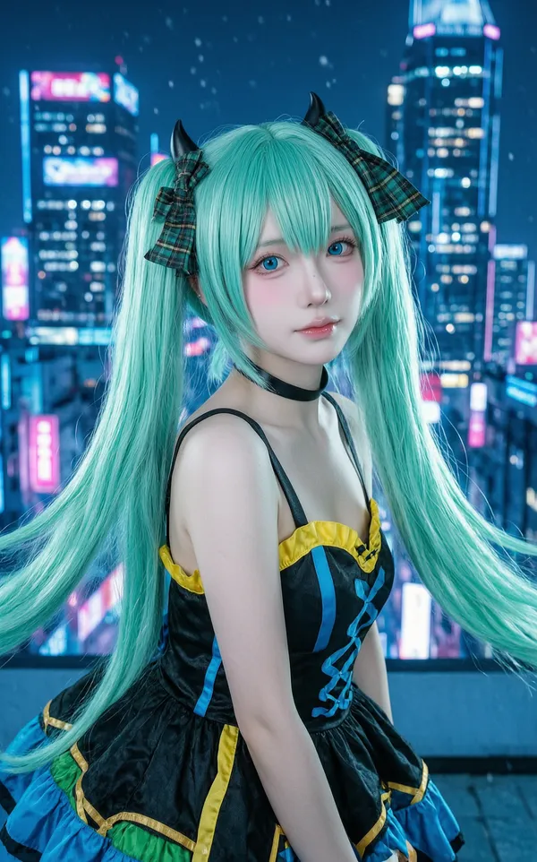 二次元赛博都市写真 | 替换照片一键get同款 - 主图(AI艺术作品)