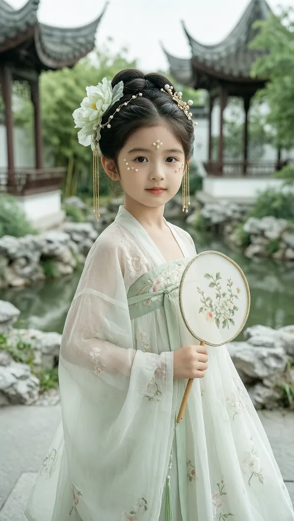 淡雅清新古风园林儿童写真 | 替换照片生同款 - C作品