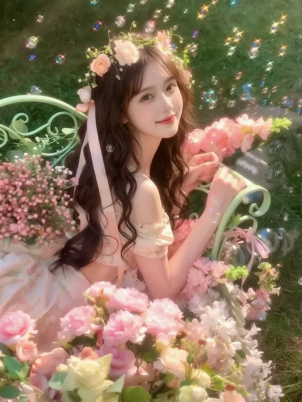 梦核繁花少女感写真｜Wan2.7替换左图生同款 - C作品