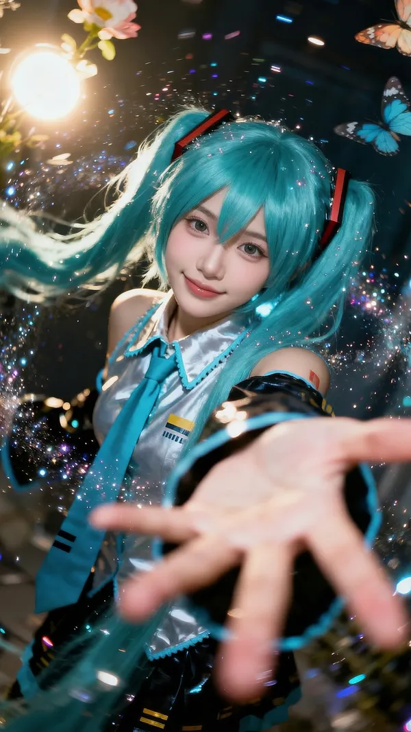 🔥初音 cos 氛围感大片|传图换脸一键解锁 - 主图(AI艺术作品)