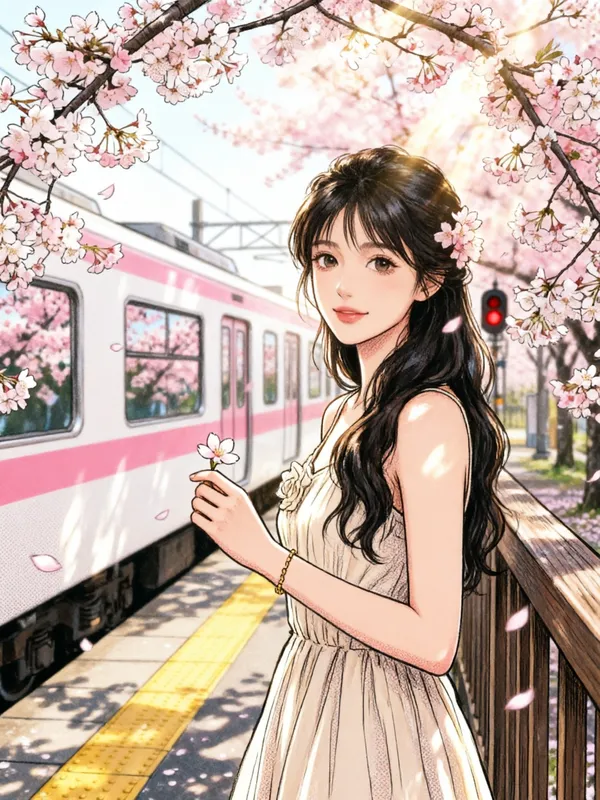 漫画风樱花列车写真 - C作品