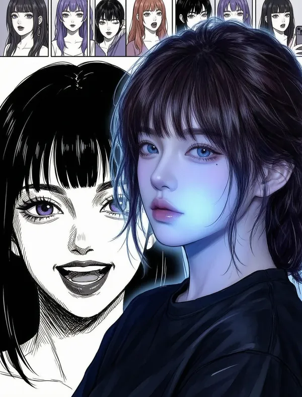 二次元破次元漫画写真 - 主图(AI艺术作品)