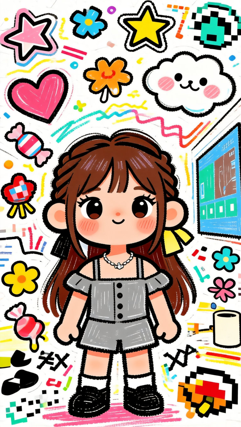 稚拙儿童蜡笔涂鸦Q版插画 - 作品图1