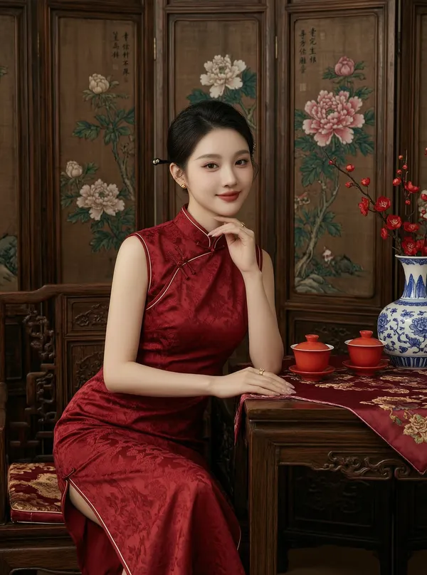 新中式国风旗袍写真|上传女生照片get同款 - 主图(AI艺术作品)
