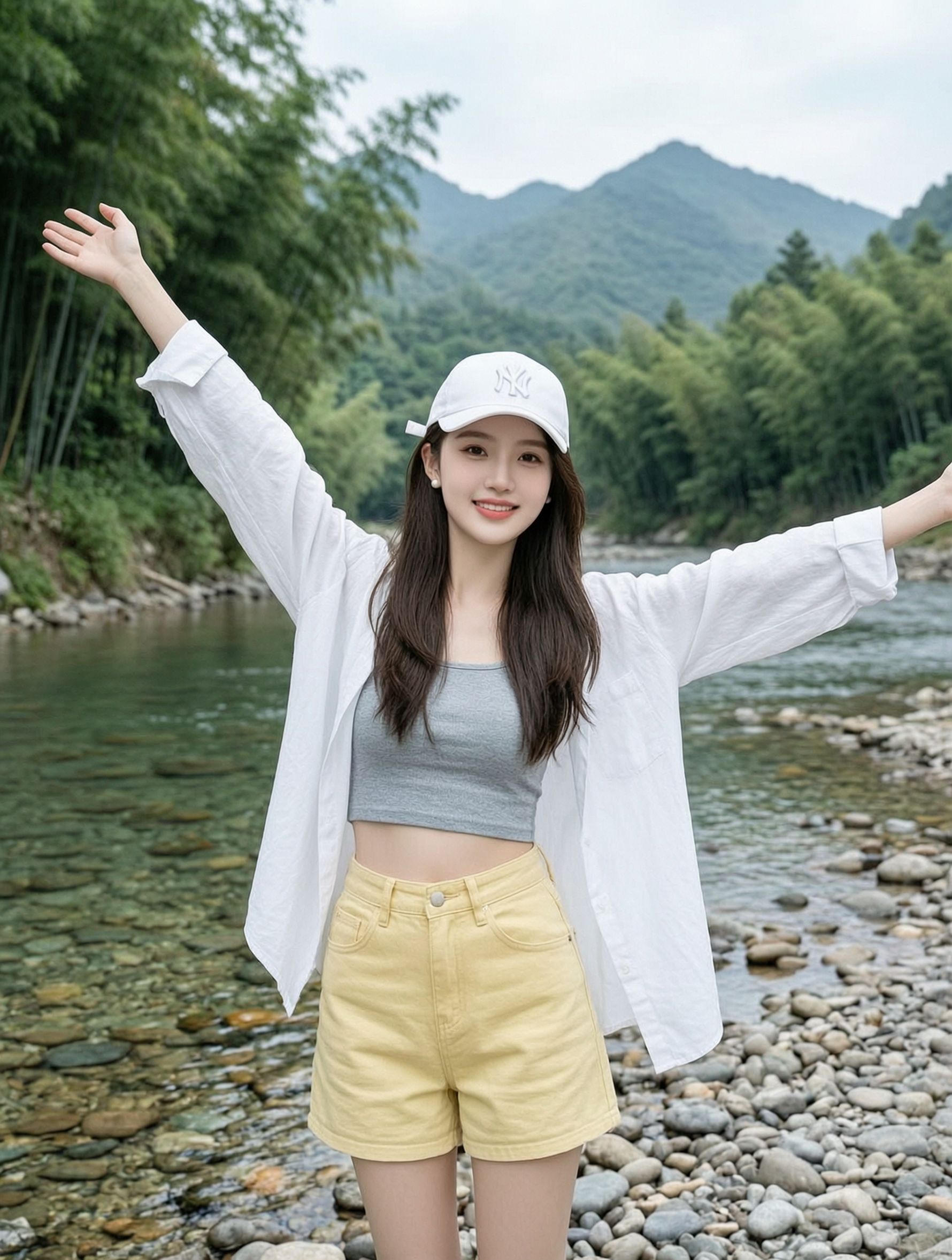 「夏日溪边」元气少女写真｜上传女生照片做同款 - 作品图1